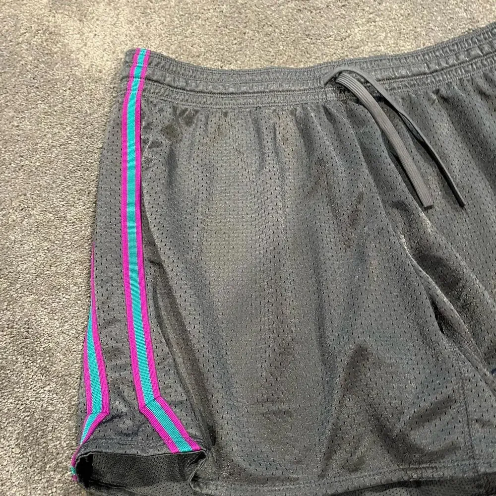 Womens NIKE Dri Fit Running Shorts blue‎ & purple side stripes